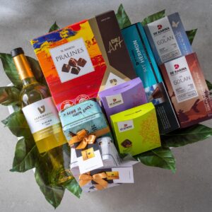 מארז שוקולדים ויין