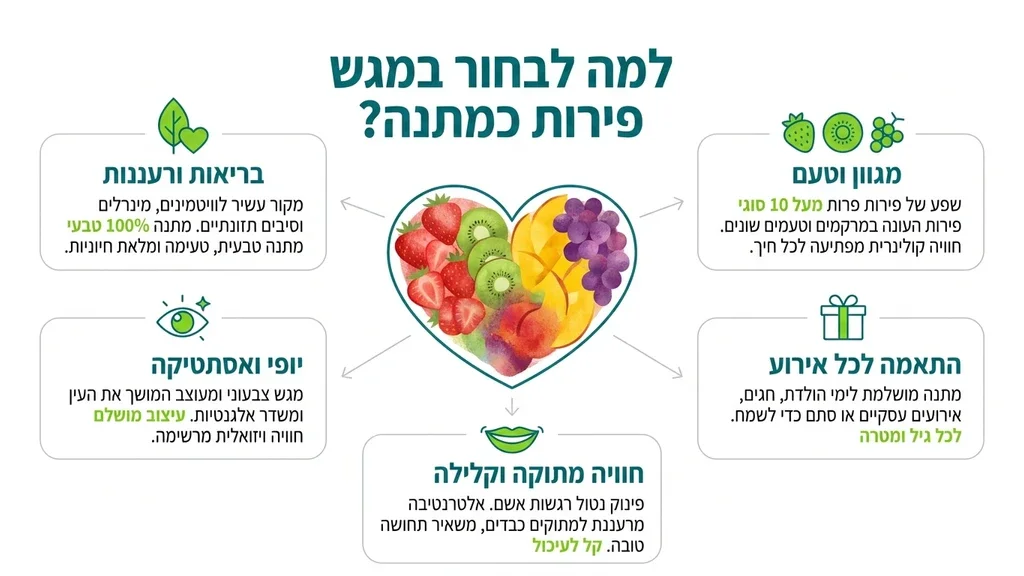 מגש פירות ולנטיין דיי מעוצב עם פירות אדומים